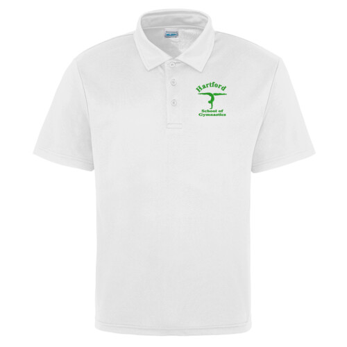 Hartford School Of Gymnastics Cool Polo Shirt – Adult (White) Thumbnail
