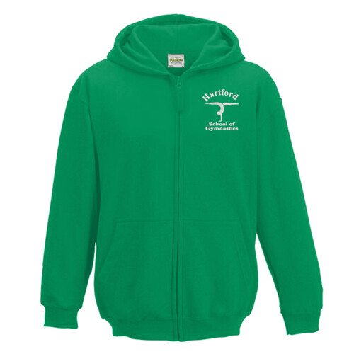 Hartford School of Gymnastics Premium Zip Hoodie – Junior (Green) Thumbnail