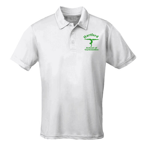 Hartford School Of Gymnastics Cool Polo Shirt – Junior (White) Thumbnail